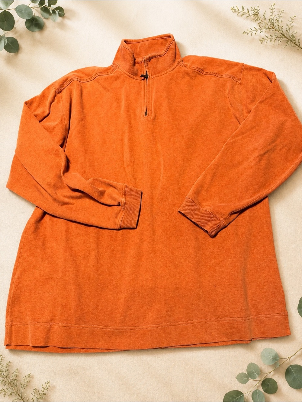 Tommy Bahama Orange Quarter-Zip Pullover Sweater L